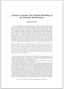 A Home Unfound: The Political Modeling of the Domestic Performance, by Daphna Ben-Shaul